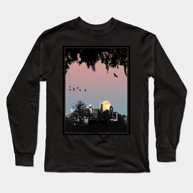 Brisbane City Skyline Long Sleeve T-Shirt by wanungara